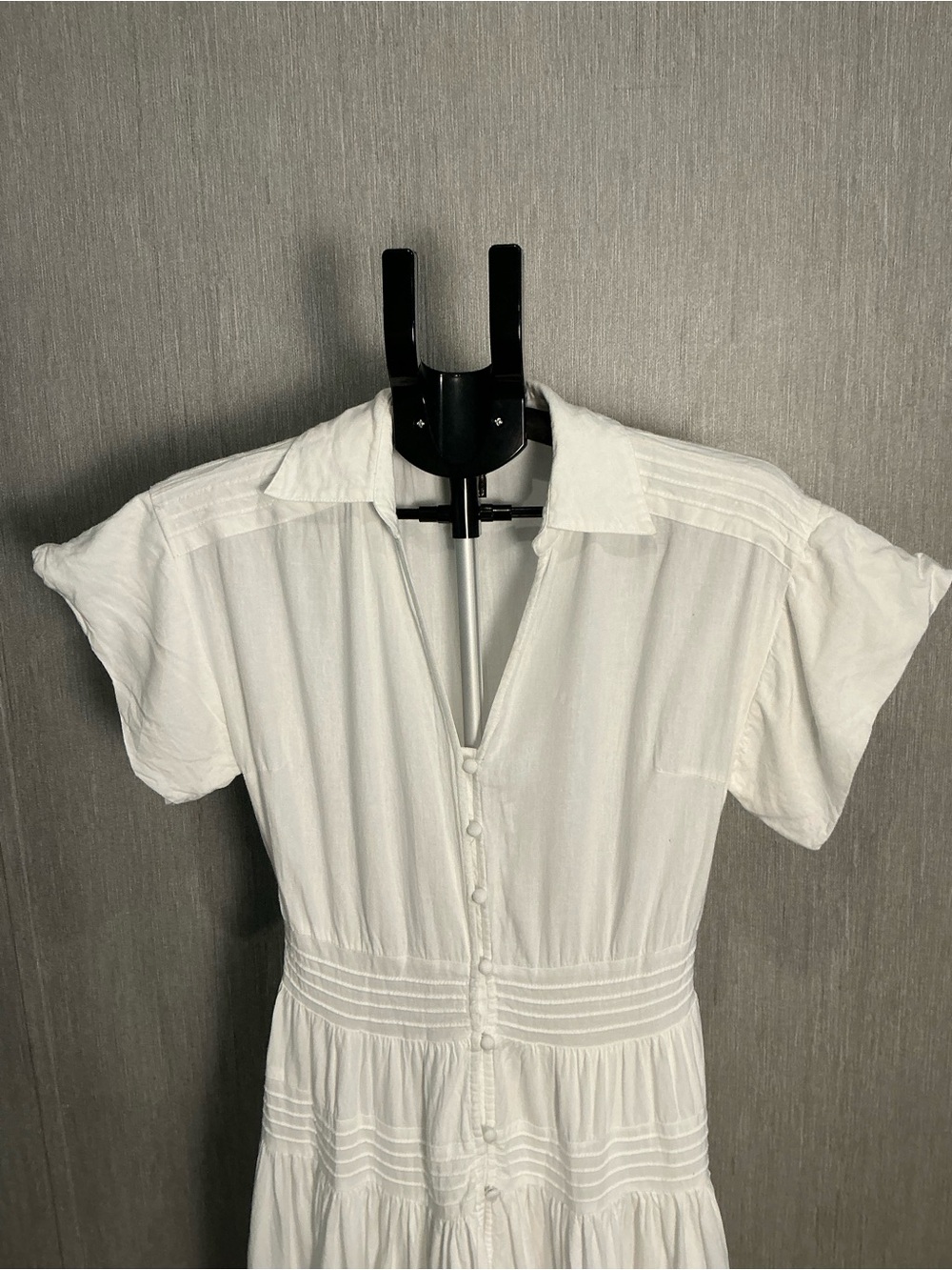 Maje Cream Button-Front Maxi Dress with Lace Design Size 38=US Size 6/8 - Picture 8 of 16